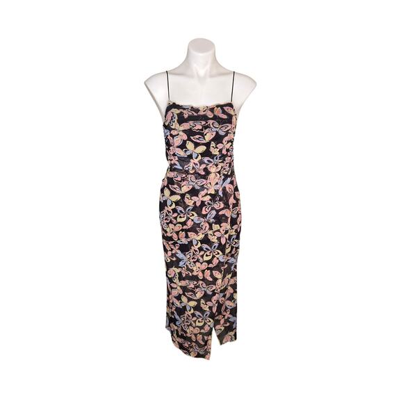 URBAN OUTFITTERS Strappy Midi Bodycon Dress Butterfly Print Size Small - Picture 1 of 14